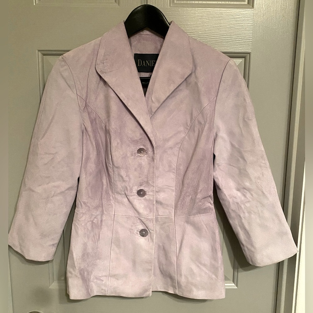DANIER LEATHER Lilac Suede Button Front Blazer Jacket SZ 4
